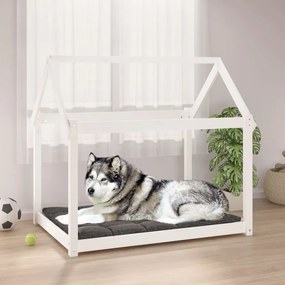 vidaXL Κρεβάτι Σκύλου Λευκό 111x80x100 εκ. από Μασίφ Ξύλο Πεύκου