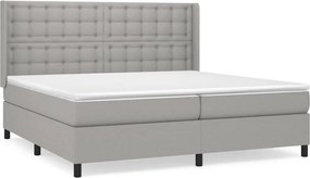 vidaXL Κρεβάτι Boxspring με Στρώμα Ανοιχτό Γκρι 200x200 εκ. Υφασμάτινο