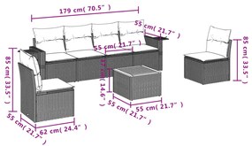 vidaXL Σετ Καναπέ Κήπου 7 τεμ. Μικτό Μπεζ Συνθετικό Ρατάν & Μαξιλάρια