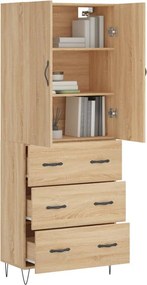 vidaXL Ντουλάπι Sonoma δρυς 69,5 x 34 x 180 εκ. από Επεξεργασμένο Ξύλο