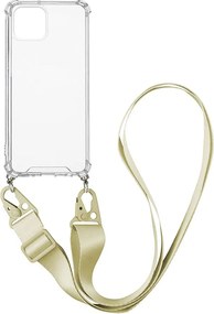 Θήκη Σιλικόνης με Strap Sonique Armor Clear Apple iPhone 13 Μπεζ