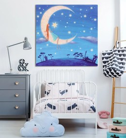 Παιδικός πίνακας σε καμβά Κορίτσι στο φεγγάρι KNV0476 125cm x 125cm Μόνο για παραλαβή από το κατάστημα