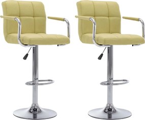 vidaXL Καρέκλες Μπαρ 2 τεμ. Πράσινες Υφασμάτινες