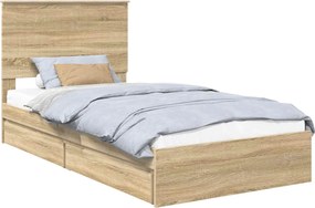 vidaXL Κρεβάτι Αποθήκης Δρύς Sonoma 100 x 200 cm Επεξεργασμένο Ξύλο