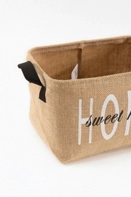 Καλάθι από γιούτα με κείμενο Home Καφέ 30x22x18 cm