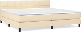 vidaXL Κρεβάτι Boxspring με Στρώμα Κρεμ 200x200 εκ. Υφασμάτινο