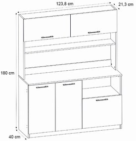 Έπιπλο κουζίνας Tuco 3 Megapap χρώμα λευκό 123,8x40x180εκ.