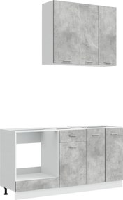 vidaXL Μονάδα κουζίνας LYON 5 pcs Γκρι Σκυροδέματος Επεξεργασμένο Ξύλο