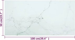 vidaXL Επιφάνεια Τραπεζιού Λευκή 100x50εκ 6χιλ Ψημ. Γυαλί Μαρμ. Σχέδιο
