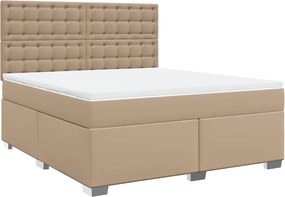 vidaXL Κρεβάτι Boxspring με Στρώμα Καπουτσίνο 180x200 εκ. Συνθ. Δέρμα