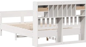 vidaXL Κρεβάτι Βιβλιοθήκη Χωρίς Στρώμα 140x200 εκ Μασίφ Ξύλο Πεύκο