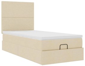 vidaXL Οθωμανικό κρεβάτι με στρώμα Cream 80x200cm ύφασμα