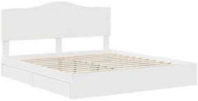 vidaXL Κρεβάτι Αποθήκης Λευκό 200 x 200 cm Επεξεργασμένο ξύλο