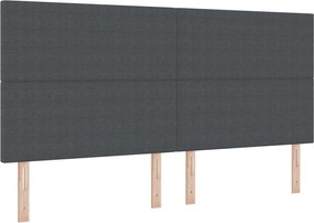 vidaXL LED Κρεβάτι με βάθρο Σκούρο Γκρι και Λευκό 200 x 200 cm
