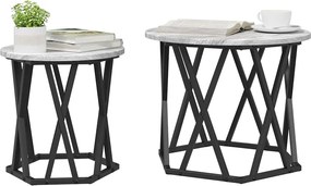 vidaXL Τραπεζάκι Πλευράς 2 pcs Γκρίζο Σονομα