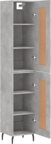 vidaXL Ντουλάπι Γκρι Σκυροδέματος 34,5x34x180 εκ. Επεξεργασμένο Ξύλο