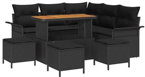 vidaXL Σετ Καναπέ Κήπου Ρυθμιζόμενο ύψος 9 pcs Μαύρο συνθετικό ρατάν