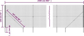 vidaXL Συρματόπλεγμα Περίφραξης Πράσινο 1,4 x 25 μ. με Καρφωτές Βάσεις