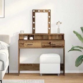 vidaXL Τραπέζι Μακιγιάζ με LED Φώτα σε Στυλ Παλιού Ξύλου 100x41x140 εκ
