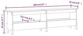 Παγκάκι Χολ 160 x 28 x 45 εκ. από Μασίφ Ξύλο Πεύκου - Καφέ