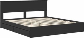 vidaXL Κρεβάτι Αποθήκης Μαύρο 200 x 200 cm Επεξεργασμένο ξύλο