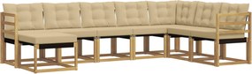 vidaXL Σειρά Καναπέ Εξωτερικού με μαξιλάρι 8 pcs Λευκό και Μπεζ