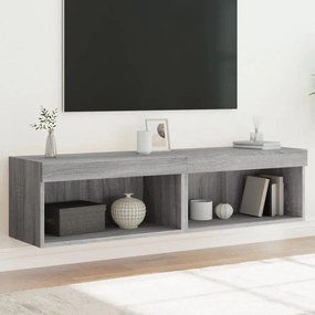 vidaXL Έπιπλα Τηλεόρασης με LED 2 τεμ. Γκρι Sonoma 60 x 30 x 30 εκ.