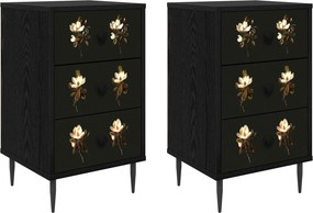vidaXL Κομοδίνο BREMEN 2 τμχ. Μαύρη Δρυς 36 x 33 x 61 εκ.