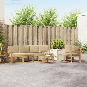 vidaXL Σειρά Καναπέ Εξωτερικού με μαξιλάρι 7 pcs Λευκό και Μπεζ