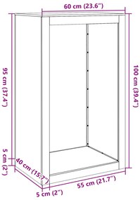Ράφι για καυσόξυλα 60x40x100 cm Ατσάλι σκληρυθέν στον αέρα - Καφέ