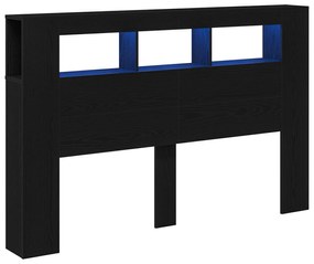 vidaXL LED Κεφαλάρι Μαύρη Δρυς 160x18,5x45 εκ Επεξεργασμένο Ξύλο