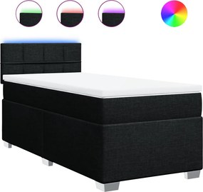 vidaXL Κρεβάτι Boxspring με Στρώμα Μαύρο 90x190 εκ.Υφασμάτινο