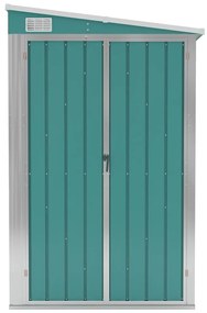vidaXL Αποθήκη Κήπου Επιτοίχια Πράσινη 118x100x178 εκ από Γαλβ. Ατσάλι