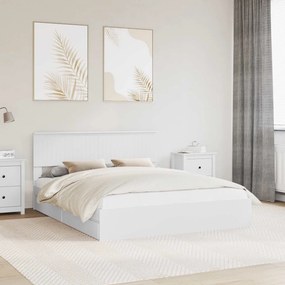 vidaXL Κρεβάτι Αποθήκης Λευκό 160 x 200 cm Επεξεργασμένο ξύλο