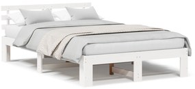 vidaXL Λευκό Κρεβάτι Πεύκου Λευκό Μασίφ Ξύλο 140 x 190 εκ. Ανθεκτικό
