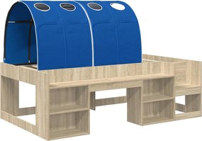 vidaXL Κρεβάτι με Σήραγγα με ράφι 3 τμχ. Sonoma Δρυς και Μπλε
