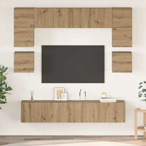 vidaXL Σετ επίπλου τηλεόρασης 8 pcs Artisan Oak Επεξεργασμένο ξύλο