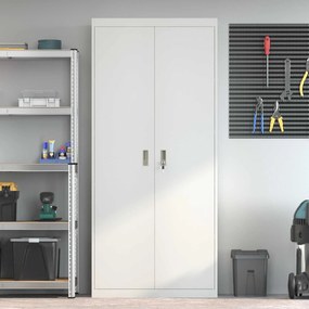 vidaXL Ντουλάπι αποθήκευσης Λευκός 90 x 40 x 200 εκ Ατσάλι