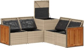 vidaXL Σετ Καναπέ 5 τμχ. Μπεζ και Κρέμ 176 x 176 x 85 εκ