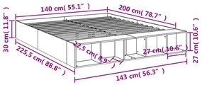 Πλαίσιο Κρεβατιού Sonoma Δρυς 140x200 εκ. Επεξεργασμένο Ξύλο - Καφέ