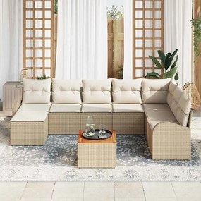 vidaXL Σετ Καναπέ Κήπου 9 pcs Μπεζ και λευκό