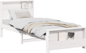 vidaXL Σκελετός Κρεβατιού Λευκό 90 x 200 cm Επεξεργασμένο ξύλο