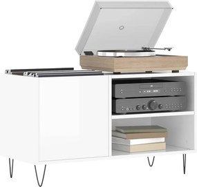 vidaXL Δισκοθήκη Γυαλ. Λευκή 85 x 38 x 48 εκ. από Επεξεργασμένο Ξύλο