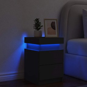vidaXL Κομοδίνο με Φώτα LED Μαύρο 35 x 39 x 55 εκ.