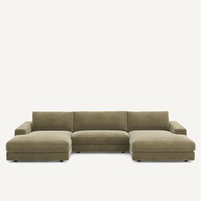 Παναραμικός καναπές 5 θέσεων από λινό βελούδο, Skander