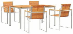vidaXL Σέτ φαγητού για κήπο 5 pcs Σταθερό Ξύλο Ακακίας