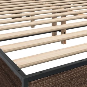 vidaXL Πλαίσιο Κρεβατιού Καφέ Δρυς 150x200 εκ. Επεξ. Ξύλο &amp; Μέταλλο