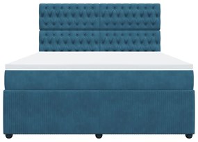 Κρεβάτι Boxspring με Στρώμα Μπλε 180x200 εκ. Βελούδινο - Μπλε