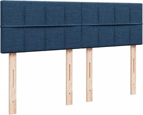 vidaXL Κρεβάτι Boxspring με Στρώμα Μπλε 140x200 εκ. Υφασμάτινο