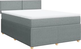 vidaXL Κρεβάτι Boxspring με Στρώμα Ανοιχτό Γκρι 140x200 εκ. Υφασμάτινο